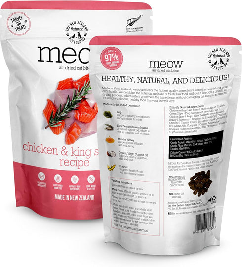 The New Zealand Natural Pet Food Co MEOW e - Chicken & King Salmon Recipe, Dry Cat Food Use as a Complete Diet, Topper, Mixer, or as Cat Training ...