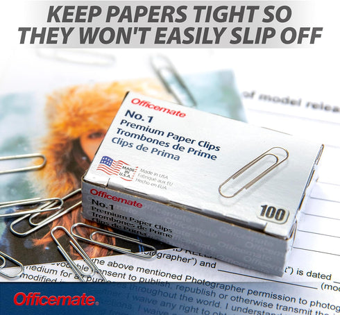 Officemate Premium #1 Paper Clips, 1,000 Paper Clips (10 Boxes of 100 Each) (99916) , Silver...