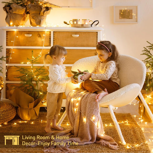 JMEXSUSS 200 LED Warm White Christmas Lights Outdoor, 66 Ft Twinkle Fairy Indoor String Lights for Classroom Clear Wire Plug in, String Lights for...
