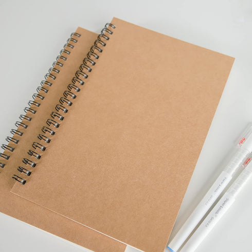 TWONE Notebook, College Ruled Spiral Notebook with Kraft Brown Soft Cover for Note Taking, Home, School, 100 Pages 50 Sheets Notebook, 5-1/2x8-1/4...