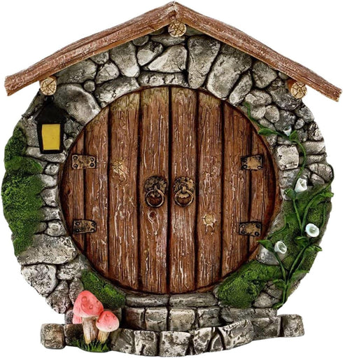Fairy Garden Doors and Windows for Trees Miniature Fairy Gnome,DIY Yard Art Garden Sculpture Decoration Decor, Wooden Doors and Windows in The Yar...