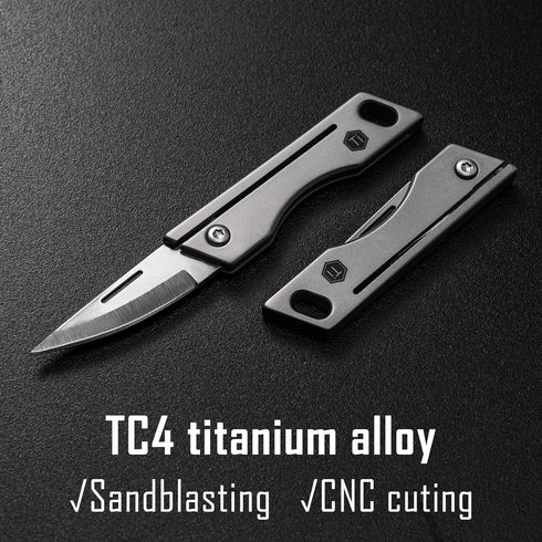 KeyUnity KK06 Mini EDC Pocket Knife, Small Titanium Folding Knife with Built-in Keychain Hole for Everyday Carry...