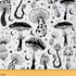 Sketch Mushroom Fabric by The Yard Black White Wild Botanical Plants Decor Fabric for DIY Upholstery and Home Accents Galaxy Planet Moon Sun Stars...