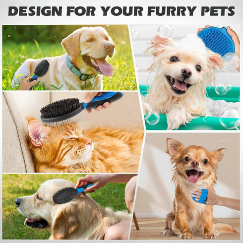2PCS Dog Brush I Dog Brush for Shedding I Dog Bath Brush I Dog Brushes for Grooming I Double Sided Dog Hair Brush I Dog Brush For Short/Long Haire...