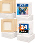 FIXSMITH Mini Stretched Canvas - 24 Pack 3 x 3 Inch, 2/5” Profile Small Square Canvases, 100% Cotton Art Primed Little Blank Canvas for Kids, Home...