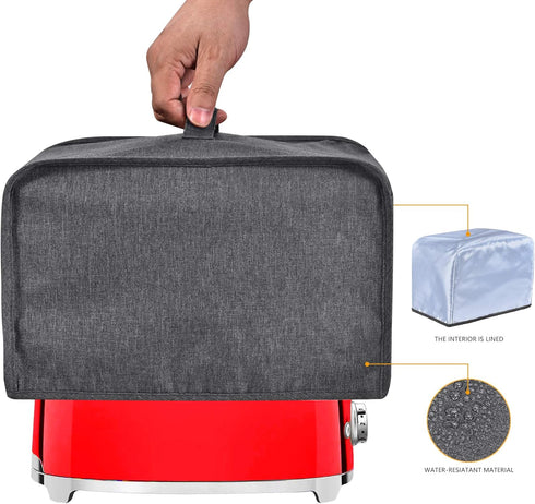 Toaster Cover with 2 Pockets,Can hold Jam Spreader Knife & Toaster Tongs, Toaster Appliance Cover with Top handle,Dust and Fingerprint Protection,...
