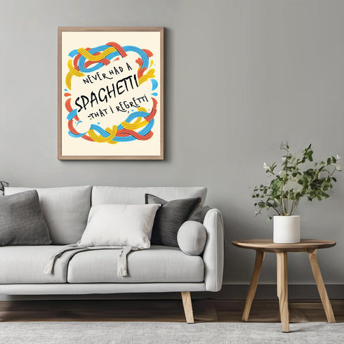 Posterizer 1 pcs-Funny Colorful Kitchen Print, Spaghetti Regretti-Kitchen & Bar Art-GIft for Men Women Teens-Art for Cafe, Restaurant, Coffee Bar ...