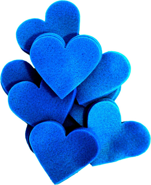 Playfully Ever After 2 inch Stiff Felt Hearts 45pc - Neon Blue...