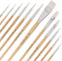 Jerry Q Art 12 PC White Synthetic Hair Round and Flat Paint Brush Set with Short Wood Handle for Acrylic, Watercolor and All Media JQ17931...