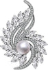 Party Holiday Wedding Brooch for Women and 925 Sterling Silver Earrings with Glitter Pearl Rhinestone Jewelry Set for Women...