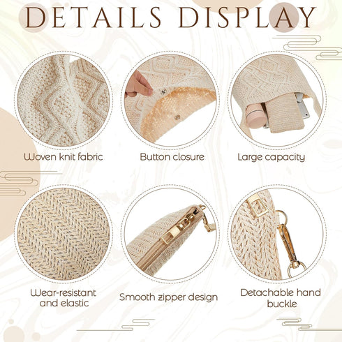 Crochet Bag for Women Crochet Tote Bag with Wristlet Wallet Bohemian Aesthetic Shoulder Handbag for Women Summer Beach...