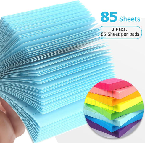 8 Pads Lined Sticky Notes 3x3 Sticky Notes with Lines Self-Stick Note Pads 8 Bright Multi Colors, 85 Sheets/Pad...