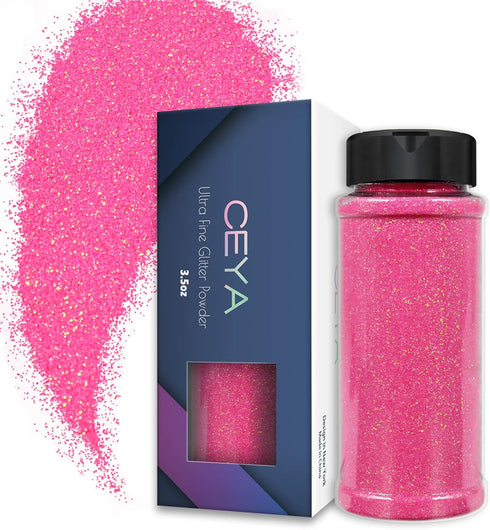 Ceya 3.8oz/ 110g Ultra Fine Glitter Powder Rose Pink Iridescent Glitter 1/128” 0.008” 0.2mm for Slime Epoxy Resin Craft Tumbler Jewelry Nail Art F...