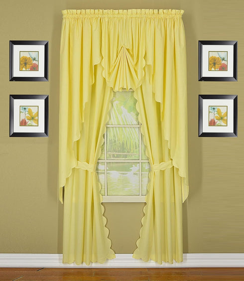 Today's Curtain, Orleans Scallop Curtain, Buttercup 63" Swagger Pair, 80" W x 63" L, Buttercup...