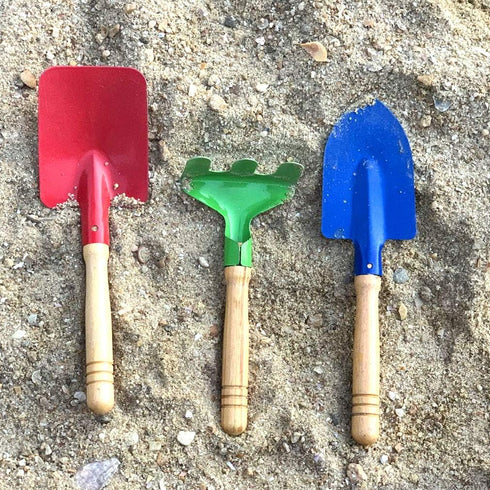 Kids Gardening Tools Set, 6PCS Gardening Tools for Kids Metal with Sturdy Wooden Handle Safe Gardening Tools 8" Children Beach Sandbox Toy...