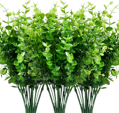 Leyaron 9 Bundles Fake Plants Artificial Boxwood Greenery 63 Stems Fade Resistant Faux Plastic Plants for Garden Farmhouse Porch Patio Window Box ...