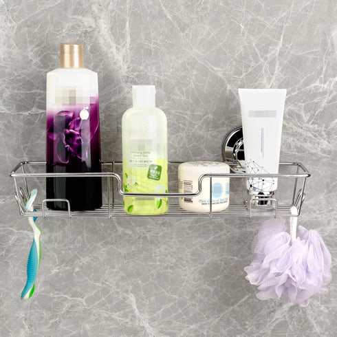 iPEGTOP Strong Suction Cup Shower Caddy Bath Shelf Storage with 4 Side Hooks, Combo Organizer Basket for Shampoo, Conditioner, Soap, Razor Bathroo...