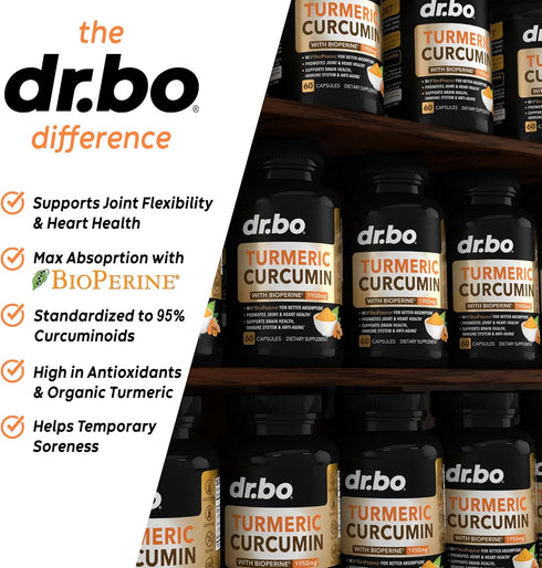 Turmeric Curcumin with BioPerine Supplement Capsules - Natural Joint Support Supplements with 1950mg Curcuma Longa Pure Organic Tumeric and Curcum...
