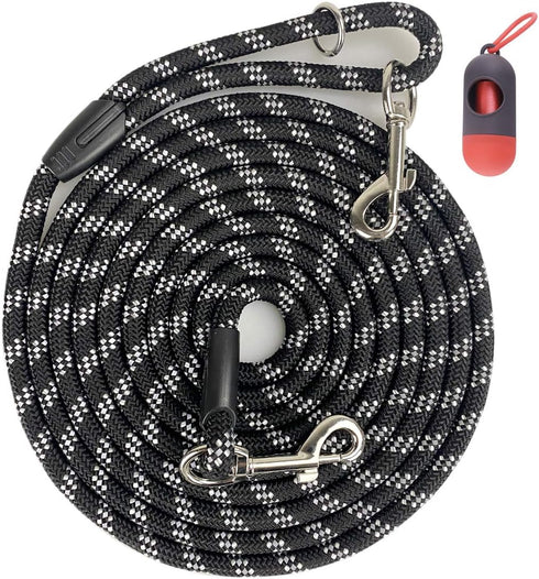 Long Rope Dog Leash for Dog Training 12FT 20FT 30FT 50FT, Reflective Threads Dog Cat Leashes Tie-Out Check Cord Recall Training Agility Lead for L...