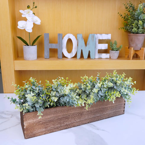 Winlyn Rustic Wooden Planter Box 17.3" L x 3.9" W x 3.9" H Brown Rectangular Planter Decorative Wood Box with Removable Plastic Liner Window Box f...