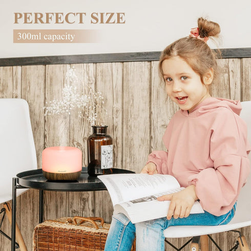 Aromatherapy Essential Oil Diffuser for Room: Air Humidifier Aroma Scent Cool Mist Diffuser Colorful Lights Wood Cute Small Large Waterless Auto O...