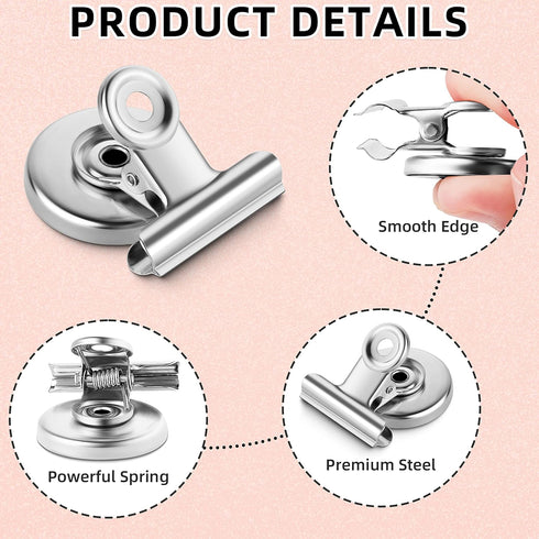 GRTARD 6 Pack Magnetic Clips Strong Refrigerator Magnet Clips with Anti-Scratch Sticky Pads, Clips Magnets for Fridge, Whiteboard Magnets Clips Fr...