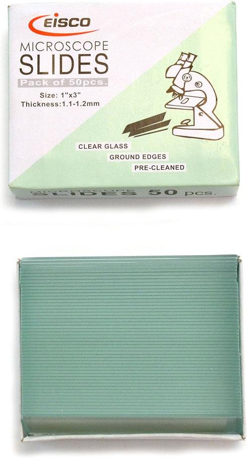 Eisco Labs Microscope Glass Slide - Plain - Pack of 50, Size 75 x 25 mm Thickness 1.1-1.2...