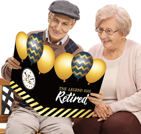 WATINC Retirement Party Jumbo Greeting Card Decorations, Official Congrats Retired Message Greeting Card Guest Book Farewell Party Supplies, Signa...