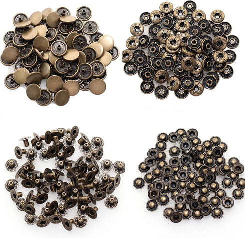 80 Sets Leather Snap Fasteners Kit, BetterJonny 15mm Metal Snap Buttons Heavy Duty Press Studs with 4 Setter Tools for Clothes Bracelet Jackets Je...