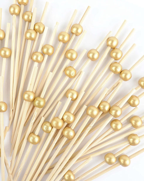 DF DUALFERV 200PCS Gold Bamboo Appetizer Picks, 4.7 Inch...