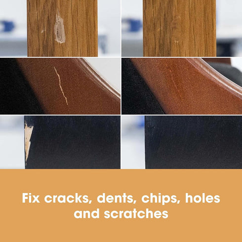 Floor & Furniture Repair Kit (White) - 4X Wax Filler Sticks - Fix Damage to UPVC, Doors, Windows, Worktops - Cracks, Scratches and Marks - Instant...