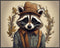 Posterizer 1 pcs- Abstract raccoon with a brown hat and clothes on-Art for Animal Lovers-Floral Botanical Art- Gift for Men Women-Decor for Bedroo...