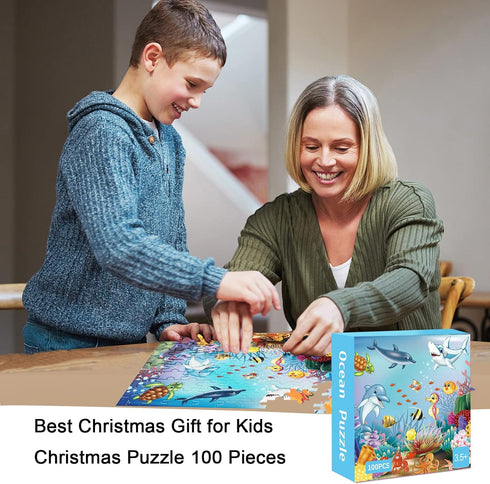 100 Piece Puzzles for Kids, Underwater World Jigsaw Puzzles for Toddler Children Learning Preschool Educational Puzzles Intellectual Development T...