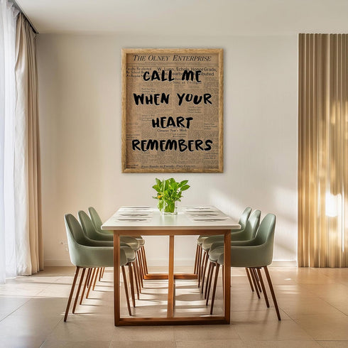 Posterizer 1 pcs-Retro Dictionary print-Call me when your heart remembers-Quotes and Poems-Motivational & Inspirational Art-Decor for Home & Offic...