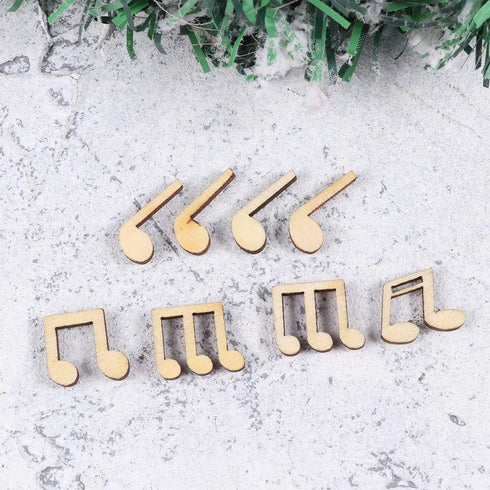 JANOU 100pcs Music Notes Wood Cutouts Music DIY Craft Embellishments Unfinished Wood Ornaments Decoration (Assorted Pattern)...
