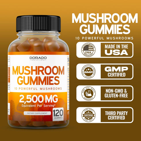 Mushroom Gummies (120 Count) Mushroom Supplement - Premium Mushroom Complex - Lions Mane Gummies for Adults - Focus Gummies - Lion Mane Mushroom -...