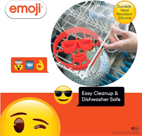 Emoji Pancake Molds & Egg Rings- 4 Pack for Kids AND Adults- Reusable Silicone Smiley Face Maker Doubles as Cookie Cutter- Breakfast Treat, Baking...