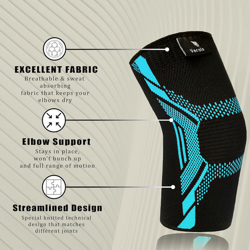 VEROLO Elbow Brace for men | Pack of 2 Compression Arm sleeve Elbow support for Men & Women- Tennis Elbow Brace | Pain Relief, and Elbow Sleeve we...