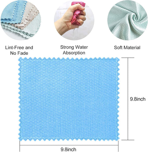24 Pieces Fish Scale Microfiber Polishing Cleaning Cloth Reusable Microfiber Lint Free Scrubbing Cloth Multi-Purpose Towels for Glass No Watermark...