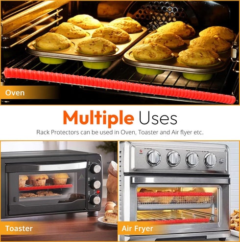 Silicone Oven Rack Shields Guards - Heat Resistant Rack Protector Stove Guards for Range Side Heat Shield for Toaster Oven Protect Against Burns a...
