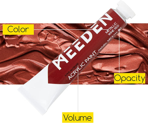 MEEDEN Metallic Acrylic Paint, Set of 12 Vibrant Colors Acrylic Tubes 0.74oz/22ml, Heavy Body Non Toxic Art Craft Paints for Artists, Kids & Begin...