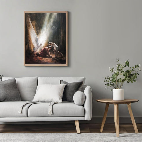 Posterizer 1 pcs-retro vintage style art-spiritual poster-angel in forest 1-Religious Posters-Gift For Buddhism Meditation philosophy Fans- unfram...