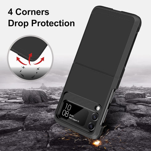 SAMONPOW for Samsung Galaxy Z Flip 4 Case, Z Flip 4 Case with Upgraded Hinge Protection Dual Layer Hard PC Soft TPU Bumper Full Body Shockproof Fl...