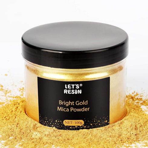 LET'S RESIN Gold Mica Pigment Powder, 3.5 Ounces/ 100 Grams Gold Mica Powder for Soap Making,Shimmer Resin Pigment Powder for Epoxy, Slime, Bath B...
