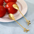 12 pcs Stainless Steel Gold Leaf Coffee Spoon Creative Tableware Dessert Spoons,Tea Sugar Spoons Spoon Set for Ice Cream or Cake, Tea Spoon Set (G...