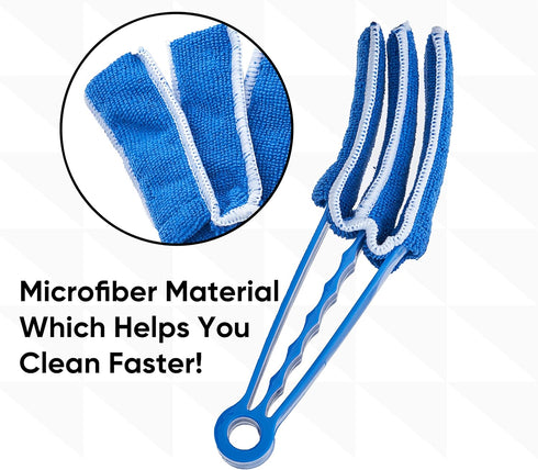 Blind Cleaner Duster Tool, Fan Blade Cleaner, Air Duct Cleaning Tools, Blue Window Blinds Cleaner with Microfiber Sleeve for Fans, Window Blinds, ...
