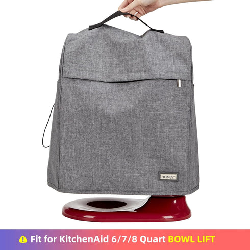 HOMEST Stand Mixer Dust Cover Compatible with KitchenAid 6/7/8 Quart Bowl Lift, Zipper Pocket for Various Kitchen Appliance Accessories, Grey (Pat...