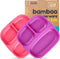 GET FRESH Bamboo Kids Divided Plates Set – 2-Pack 3 Compartment Bamboo Childrens Plates for Kids Meals – Reusable Bamboo Toddler Divided Plates Se...