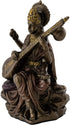 Top Collection Mini Saraswati Statue - Hindu Goddess of Knowledge, Music, Arts, and Wisdom Sculpture in Premium Cold Cast Bronze - 3-Inch Collecti...