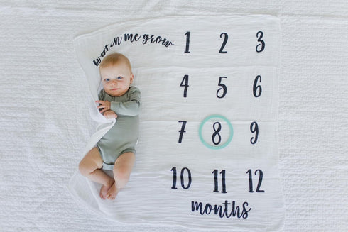 Kate & Milo Baby Monthly Milestone Blanket, Infant Milestone Markers, Newborn Photoshoot Photo Props, Baby Girl or Baby Boy Gift, Large Blanket...